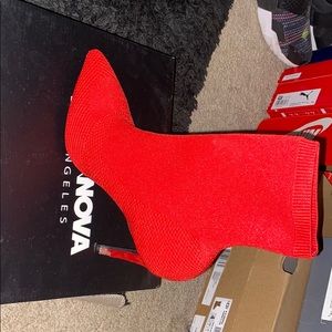 Red knitted heels
